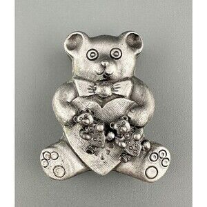 Vintage Torino Teddy Bear Jewelry Gift Set Brooch Necklace Earrings Keepsake Box